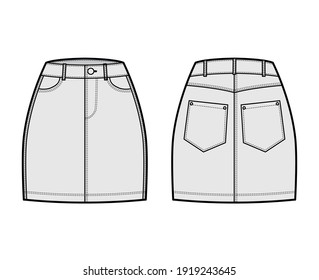 Denim Skirt Technical Fashion Illustration Mini Stock Vector (Royalty ...