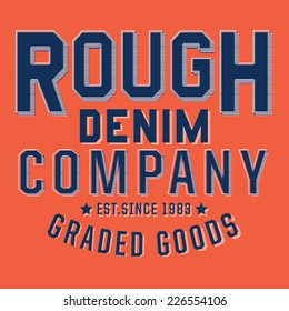 Denim sport typography, t-shirt graphics, vectors