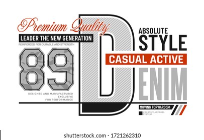 Denim stylish typography slogan for t-shirt. Leader The New Generation. Abstract design with the lines and the camouflage style. Vector print, typography, poster. Global swatches.