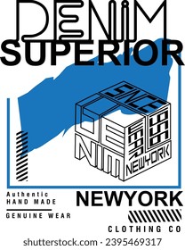 Denim Superior New york typography clothing brand tee graphic poster design