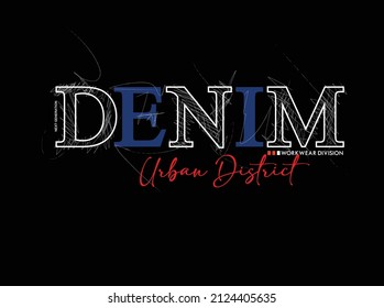 Denim diseño de camisetas, ilustración vectorial elemento artístico arte retro, para ser grande, brooklyn, aumento, urbano, división deportiva, subterráneo, libertad, distrito urbano.