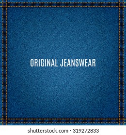 denim texture blue color with stitching seam. jeans background for your design. stock vector illustration