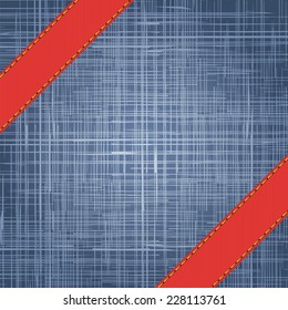 Denim texture with label ribbon. Vector Illustration
