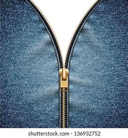 Denim texture with open zipper - eps10