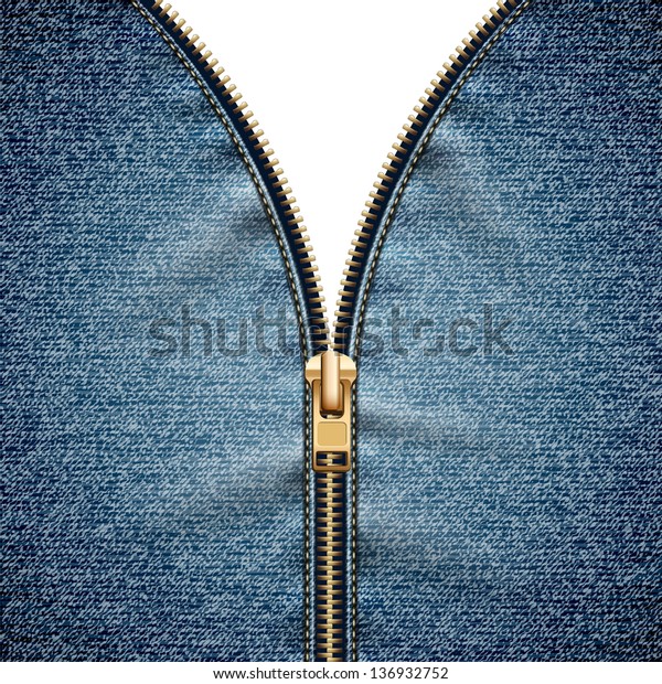 Denim Texture Open Zipper Eps10 Stock Vector (Royalty Free) 136932752
