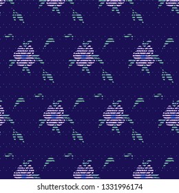Denim texture vector seamless floral pattern. 