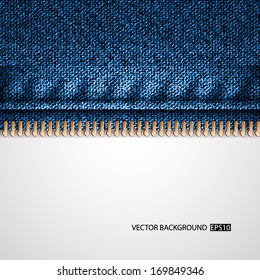Denim texture with zipper. EPS10 vector