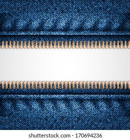 Denim texture with zipper. EPS10 vector