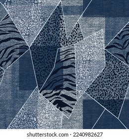 denim textures patchwork pattern background