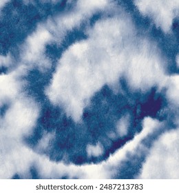 Cepillo de tintes de corbata vaquera. Impresión en círculo. Patrón Blue Swirl. Vector de fondo antiguo. Remolino estampado con tintes de lazo. Corbata De Color Pastel Sin Costuras. Repetición de círculo teñido. Tinte de corbata japonés en espiral. Sucio Shibori Grunge.