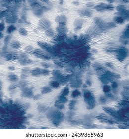 Camisa de tintes vaqueros. Vector de fondo azul marino. Impresión Grunge. Acuarela Blue Swirl. Remolino de grunge con tintes. Tinte de corbata japonés en espiral. Tinta de tela sin costura. Círculo Abstracto Redondo. Repetición de impresión teñida.