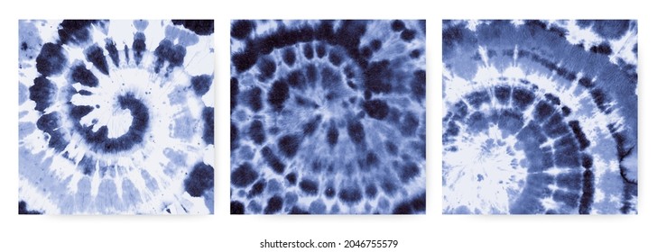 Denim Tie Dye Spiral. Soft Flower Texture. Blue Shibori Fabric. Cool Cloth. Tie Dye Spiral in the Effect of the 1970s. Hippie Swirl Pattern. Psychedelic Artistic Painting. Tie Dye Spiral.