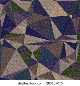 Denim with triangles of different colors. Seamless background pattern. Vector illustration.