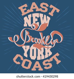 Denim typography, Artwork apparel stamp. New York t-shirt graphics, vintage sport wear tee print design