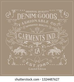 Denim  typography label , tee shirt graphics, vectors