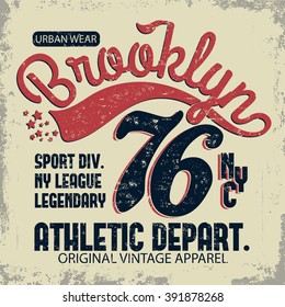 Denim typography, New York Artwork apparel stamp. College Sport T-shirt print, jersey  USA, Brooklyn tee stamp, Fashion Jeans Graphics.