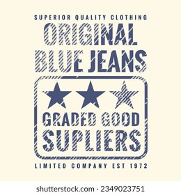 Denim typography. T shirt graphics. Vectors