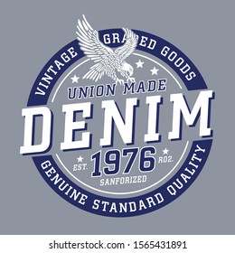 Denim typography, tee shirt graphics, vectors