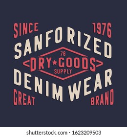 Denim typography, tee shirt graphics, vectors