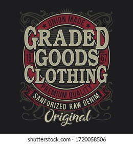 Denim typography, tee shirt graphics, vectors