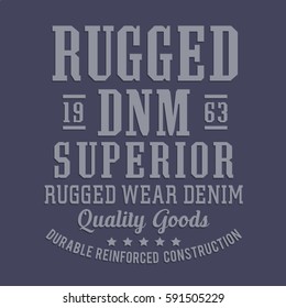 Denim typography, tee shirt graphics, vectors