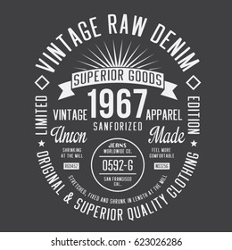 Denim typography, tee shirt graphics, vectors