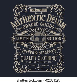 Denim typography, tee shirt graphics, vectors