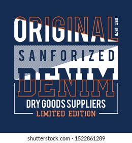 Denim typography, t-shirt graphics, vectors
