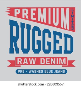 Denim typography, t-shirt graphics, vectors