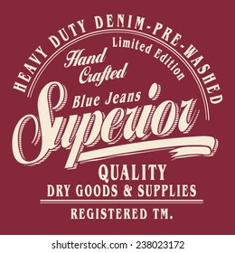 Denim typography, t-shirt graphics, vectors