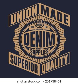 Denim typography, t-shirt graphics, vectors