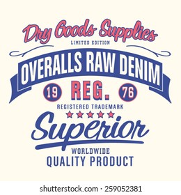 Denim typography, t-shirt graphics, vectors