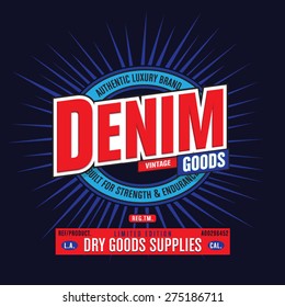 Denim typography, t-shirt graphics, vectors
