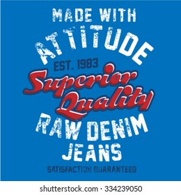 Denim typography, t-shirt graphics, vectors Graphic idea for textile brands