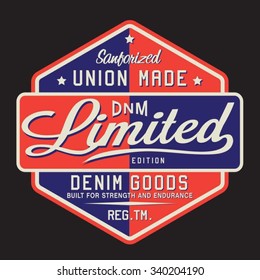 Denim typography, t-shirt graphics, vectors
