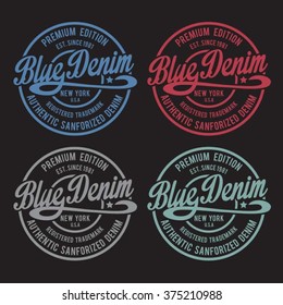 Denim typography, t-shirt graphics, vectors