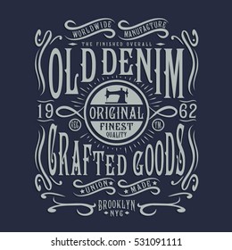 Denim typography, t-shirt graphics, vectors