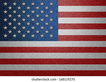 Denim USA flag with metal stars