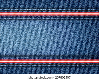 Denim Vector Background with Striped Seams