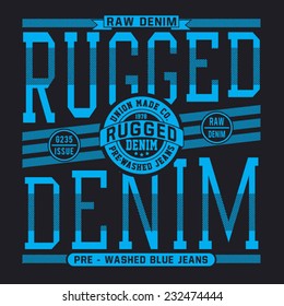 Denim vintage typography, t-shirt graphics, vectors