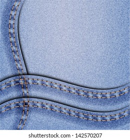 Denim wavy background. Vector illustration