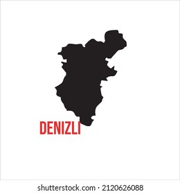 Denizli Map On White Background