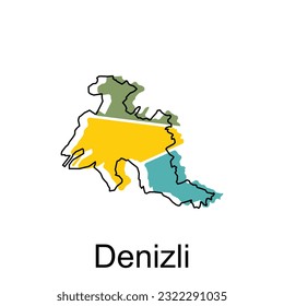 denizli map on white background, Turkey map flat icon, vector illustration design template