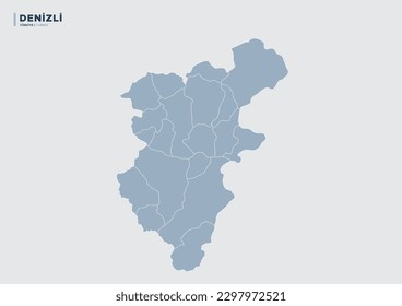
Provincia de Denizli, Turquía, mapa de provincia.