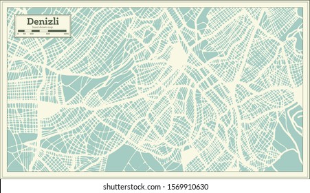 Denizli Turkey City Map in Retro Style. Outline Map. Vector Illustration. 