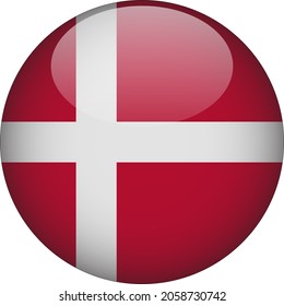 Denmark 3D Rounded Country Flag Icon