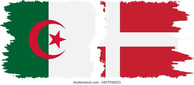 Dinamarca y Argelia grunge banderas conexión, Vector