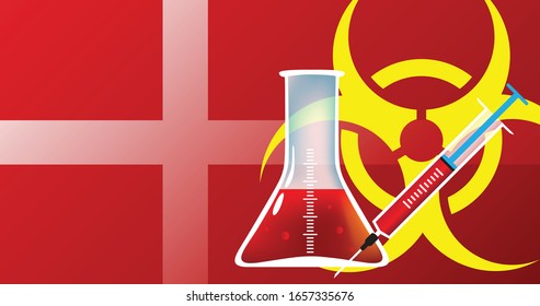 Dänemark Biogefährdung Vektorillustration Illustration Forschung und Impfstoff Konzept