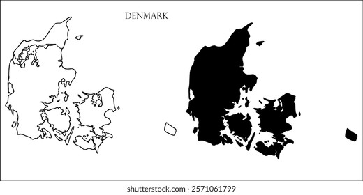 Denmark Blank Map, Denmark Map Outline Vector Images