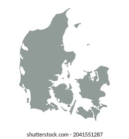 Denmark blank map silhouette. High detailed editable gray map of Denmark. European country borders vector illustration on white background